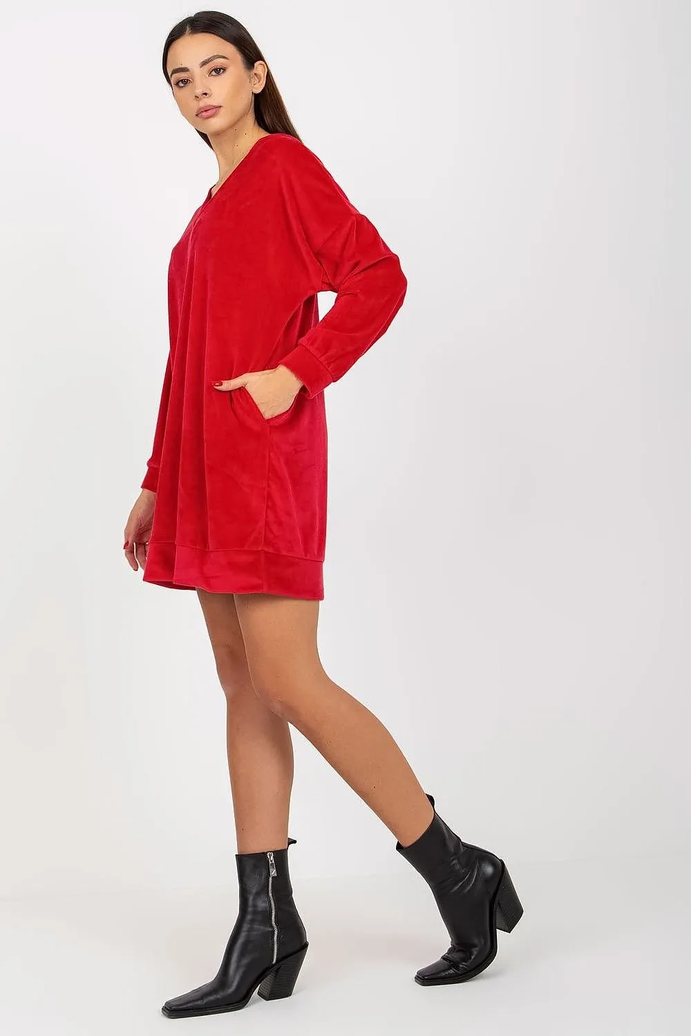 Chic Velvet Heart Neckline Day Dress - Rue Paris Elegance